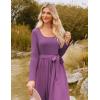 imageGRACE KARIN Womens Fall Long Sleeve Midi Dress 2025 Casual Square Neck Knit Belted A Line Flowy Elegant Going Out DressesPurple