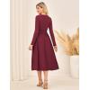 imageGRACE KARIN Womens Fall Long Sleeve Midi Dress 2025 Casual Square Neck Knit Belted A Line Flowy Elegant Going Out DressesRed