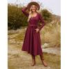 imageGRACE KARIN Womens Fall Long Sleeve Midi Dress 2025 Casual Square Neck Knit Belted A Line Flowy Elegant Going Out DressesRed