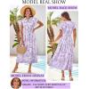 imageGRACE KARIN Womens Floral Boho Dress Hawaiian Dresse Short Sleeve V Neck Summer Beach Wedding Guest Swing Maxi SundressPurple Flowers