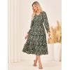 imageGRACE KARIN Womens Floral Maxi Dress 2025 Fall Long Sleeve Flowy V Neck A Line Dress Smocked Long Dresses with PocketsBlack Green Yellow Floral
