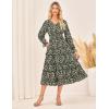 imageGRACE KARIN Womens Floral Maxi Dress 2025 Fall Long Sleeve Flowy V Neck A Line Dress Smocked Long Dresses with PocketsBlack Green Yellow Floral