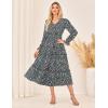 imageGRACE KARIN Womens Floral Maxi Dress 2025 Fall Long Sleeve Flowy V Neck A Line Dress Smocked Long Dresses with PocketsBlack and Blue Floral