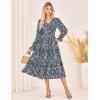imageGRACE KARIN Womens Floral Maxi Dress 2025 Fall Long Sleeve Flowy V Neck A Line Dress Smocked Long Dresses with PocketsNavy Blue and White Floral