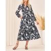 imageGRACE KARIN Womens Floral Maxi Dress Long Sleeve V Neck Casual A Line Spring Fall Winter Flowy Tiered Dresses with PocketsBlack