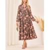 imageGRACE KARIN Womens Floral Maxi Dress Long Sleeve V Neck Casual A Line Spring Fall Winter Flowy Tiered Dresses with PocketsGreen Orange