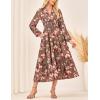 imageGRACE KARIN Womens Floral Maxi Dress Long Sleeve V Neck Casual A Line Spring Fall Winter Flowy Tiered Dresses with PocketsGreen Orange
