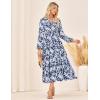 imageGRACE KARIN Womens Floral Maxi Dress Long Sleeve V Neck Casual A Line Spring Fall Winter Flowy Tiered Dresses with PocketsNavy