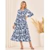 imageGRACE KARIN Womens Floral Maxi Dress Long Sleeve V Neck Casual A Line Spring Fall Winter Flowy Tiered Dresses with PocketsNavy