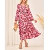 imageGRACE KARIN Womens Floral Maxi Dress Long Sleeve V Neck Casual A Line Spring Fall Winter Flowy Tiered Dresses with PocketsRed Pink