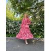 imageGRACE KARIN Womens Floral Maxi Dress Long Sleeve V Neck Casual A Line Spring Fall Winter Flowy Tiered Dresses with PocketsRed Pink