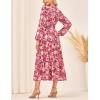 imageGRACE KARIN Womens Floral Maxi Dress Long Sleeve V Neck Casual A Line Spring Fall Winter Flowy Tiered Dresses with PocketsRed Pink