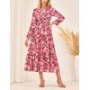 imageGRACE KARIN Womens Floral Maxi Dress Long Sleeve V Neck Casual A Line Spring Fall Winter Flowy Tiered Dresses with PocketsRed Pink