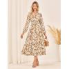 imageGRACE KARIN Womens Floral Maxi Dress Long Sleeve V Neck Casual A Line Spring Fall Winter Flowy Tiered Dresses with PocketsYellow