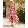 imageGRACE KARIN Womens Floral Midi Dress 2025 Long Sleeve Fall Elegant Smocked Tiered Flowy Wedding Guest Dresses with PocketsPink Red