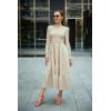 imageGRACE KARIN Womens Long Sleeve Dress 2025 Fall Smocked Tiered A Line Casual Work Midi Flowy Church Dresses PocketsApricot