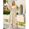 imageGRACE KARIN Womens Long Sleeve Dress 2025 Fall Smocked Tiered A Line Casual Work Midi Flowy Church Dresses PocketsApricot