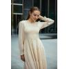 imageGRACE KARIN Womens Long Sleeve Dress 2025 Fall Smocked Tiered A Line Casual Work Midi Flowy Church Dresses PocketsApricot