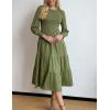 imageGRACE KARIN Womens Long Sleeve Dress 2025 Fall Smocked Tiered A Line Casual Work Midi Flowy Church Dresses PocketsArmy Green