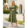 imageGRACE KARIN Womens Long Sleeve Dress 2025 Fall Smocked Tiered A Line Casual Work Midi Flowy Church Dresses PocketsArmy Green