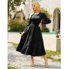imageGRACE KARIN Womens Long Sleeve Dress 2025 Fall Smocked Tiered A Line Casual Work Midi Flowy Church Dresses PocketsBlack