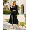 imageGRACE KARIN Womens Long Sleeve Dress 2025 Fall Smocked Tiered A Line Casual Work Midi Flowy Church Dresses PocketsBlack