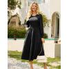 imageGRACE KARIN Womens Long Sleeve Dress 2025 Fall Smocked Tiered A Line Casual Work Midi Flowy Church Dresses PocketsBlack
