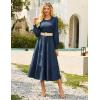 imageGRACE KARIN Womens Long Sleeve Dress 2025 Fall Smocked Tiered A Line Casual Work Midi Flowy Church Dresses PocketsDark Blue