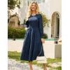 imageGRACE KARIN Womens Long Sleeve Dress 2025 Fall Smocked Tiered A Line Casual Work Midi Flowy Church Dresses PocketsDark Blue