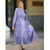 imageGRACE KARIN Womens Long Sleeve Dress 2025 Fall Smocked Tiered A Line Casual Work Midi Flowy Church Dresses PocketsPurple