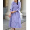 imageGRACE KARIN Womens Long Sleeve Dress 2025 Fall Smocked Tiered A Line Casual Work Midi Flowy Church Dresses PocketsPurple