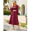 imageGRACE KARIN Womens Long Sleeve Dress 2025 Fall Smocked Tiered A Line Casual Work Midi Flowy Church Dresses PocketsWine Red