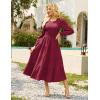 imageGRACE KARIN Womens Long Sleeve Dress 2025 Fall Smocked Tiered A Line Casual Work Midi Flowy Church Dresses PocketsWine Red