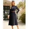 imageGRACE KARIN Womens Long Sleeve Fall Dress 2025 Mock Neck Midi Patchwork Dress Casual Wedding Guest Flowy Dresses PocketsBlack