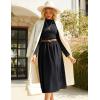 imageGRACE KARIN Womens Long Sleeve Fall Dress 2025 Mock Neck Midi Patchwork Dress Casual Wedding Guest Flowy Dresses PocketsBlack