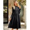 imageGRACE KARIN Womens Long Sleeve Fall Dress 2025 Mock Neck Midi Patchwork Dress Casual Wedding Guest Flowy Dresses PocketsBlack