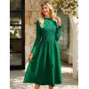 imageGRACE KARIN Womens Long Sleeve Fall Dress 2025 Mock Neck Midi Patchwork Dress Casual Wedding Guest Flowy Dresses PocketsGreen