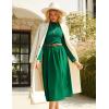 imageGRACE KARIN Womens Long Sleeve Fall Dress 2025 Mock Neck Midi Patchwork Dress Casual Wedding Guest Flowy Dresses PocketsGreen