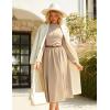 imageGRACE KARIN Womens Long Sleeve Fall Dress 2025 Mock Neck Midi Patchwork Dress Casual Wedding Guest Flowy Dresses PocketsKhaki