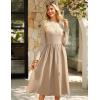 imageGRACE KARIN Womens Long Sleeve Fall Dress 2025 Mock Neck Midi Patchwork Dress Casual Wedding Guest Flowy Dresses PocketsKhaki