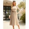 imageGRACE KARIN Womens Long Sleeve Fall Dress 2025 Mock Neck Midi Patchwork Dress Casual Wedding Guest Flowy Dresses PocketsKhaki