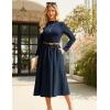 imageGRACE KARIN Womens Long Sleeve Fall Dress 2025 Mock Neck Midi Patchwork Dress Casual Wedding Guest Flowy Dresses PocketsNavy Blue