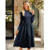 imageGRACE KARIN Womens Long Sleeve Fall Dress 2025 Mock Neck Midi Patchwork Dress Casual Wedding Guest Flowy Dresses PocketsNavy Blue