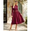 imageGRACE KARIN Womens Long Sleeve Fall Dress 2025 Mock Neck Midi Patchwork Dress Casual Wedding Guest Flowy Dresses PocketsWine Red