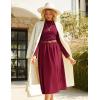 imageGRACE KARIN Womens Long Sleeve Fall Dress 2025 Mock Neck Midi Patchwork Dress Casual Wedding Guest Flowy Dresses PocketsWine Red