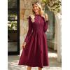 imageGRACE KARIN Womens Long Sleeve Fall Dress 2025 Mock Neck Midi Patchwork Dress Casual Wedding Guest Flowy Dresses PocketsWine Red