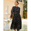 imageGRACE KARIN Womens Long Sleeve Maxi Dress Fall 2025 Chiffon Flowy Wedding Guest Dresses Floral Tiered Dress with PocketsBlack Flower