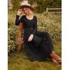 imageGRACE KARIN Womens Long Sleeve Midi Dress 2025 Fall Casual Crewneck Knit Button Flowy A Line Dresses with PocketsBlack