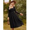 imageGRACE KARIN Womens Long Sleeve Midi Dress 2025 Fall Casual Crewneck Knit Button Flowy A Line Dresses with PocketsBlack