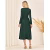 imageGRACE KARIN Womens Long Sleeve Midi Dress 2025 Fall Casual Crewneck Knit Button Flowy A Line Dresses with PocketsDark Green